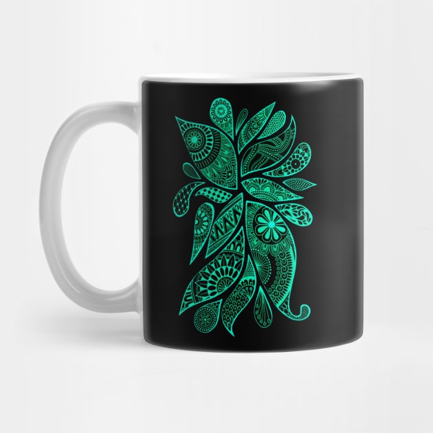 Abstract Zentangle Swirls Design (cyan on black) by calenbundalas